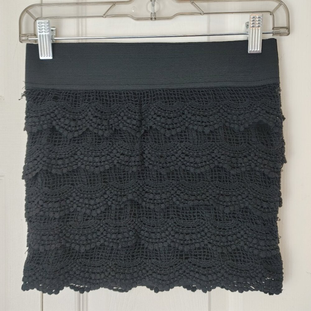 Charlotte Russe Black Crochet Mini Skirt